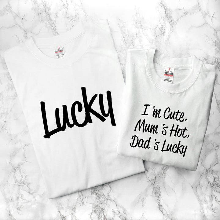 Buy Personalised Daddy and Me Lucky White T-Shirts available now at www.giftsfinder.co.uk