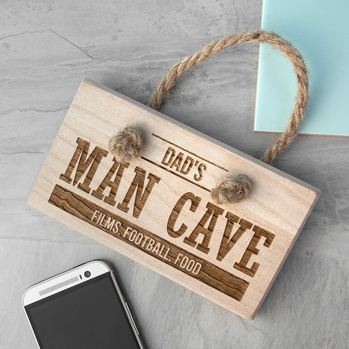 Buy Personalised MAN CAVE Wooden Sign available now at www.giftsfinder.co.uk