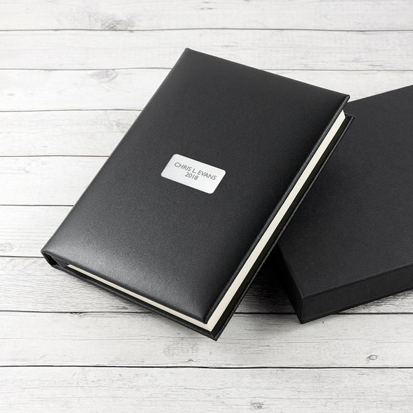 Personalised Black Leather Notebook