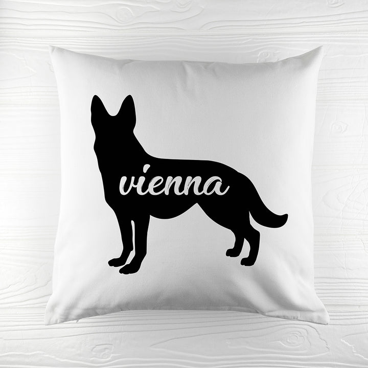 Buy Personalised German Shepherd Silhouette Cushion Cover available now at www.giftsfinder.co.uk