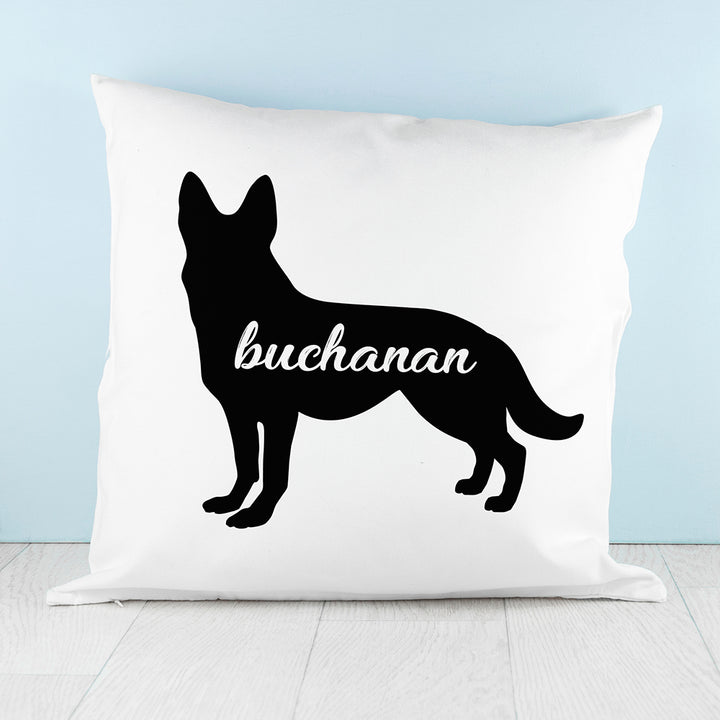 Buy Personalised German Shepherd Silhouette Cushion Cover available now at www.giftsfinder.co.uk