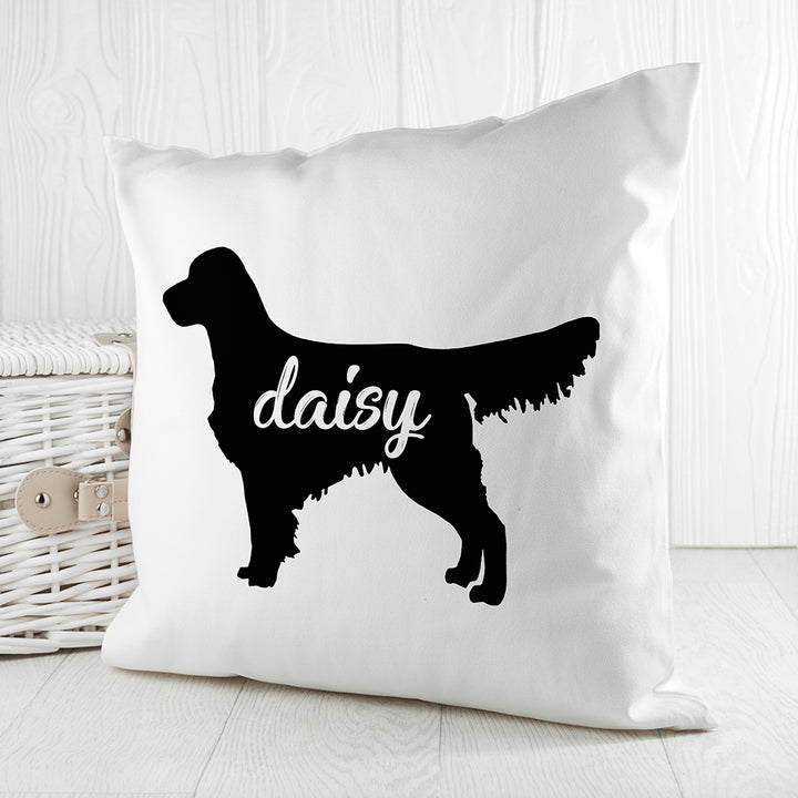 Buy Personalised Golden Retriever Silhouette Cushion Cover available now at www.giftsfinder.co.uk