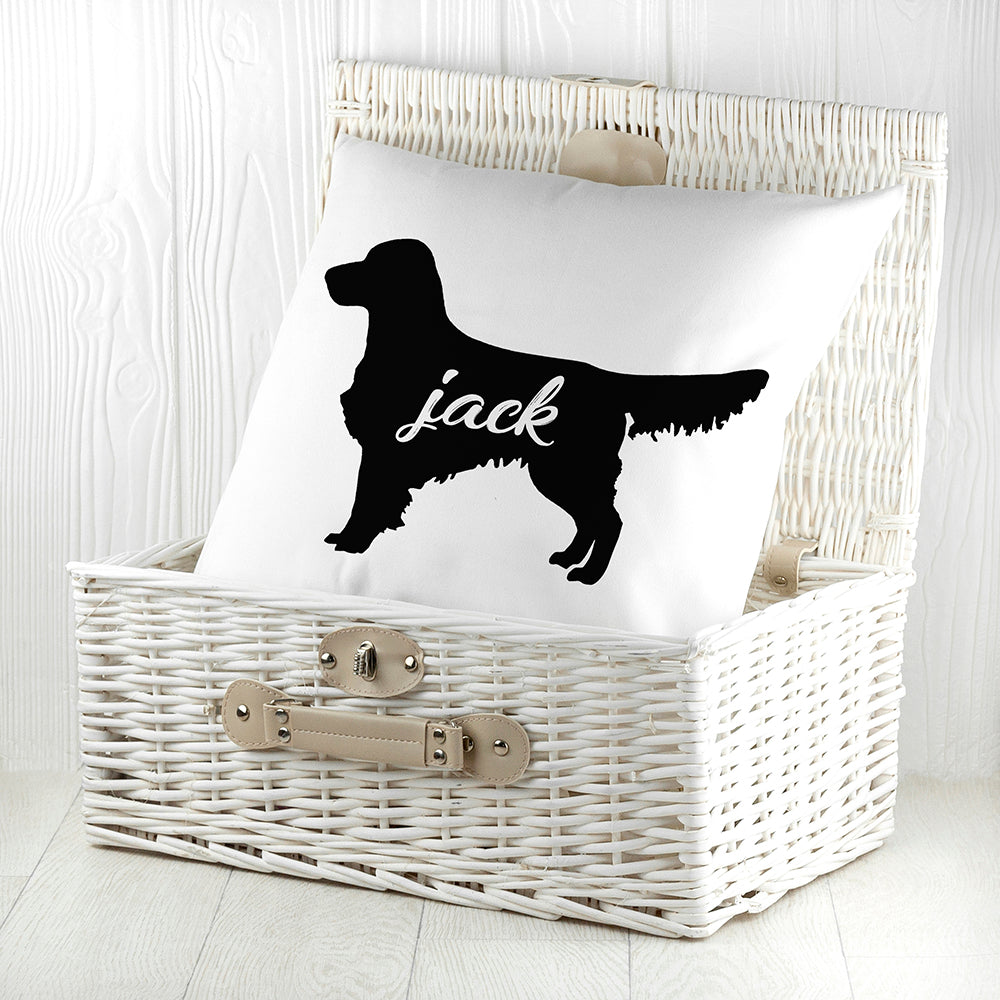 Personalised Golden Retriever Silhouette Cushion Cover in gift category 