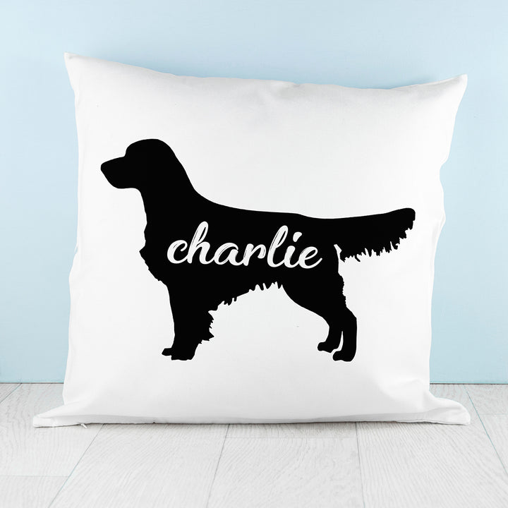 Buy Personalised Golden Retriever Silhouette Cushion Cover available now at www.giftsfinder.co.uk