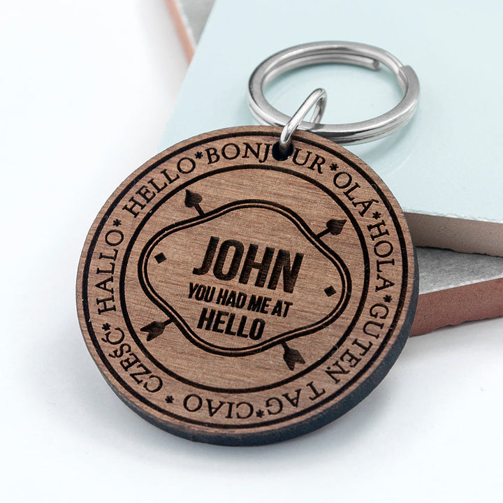 Personalised I Had You In Every Language Keyring in gift category Personalised Keyrings