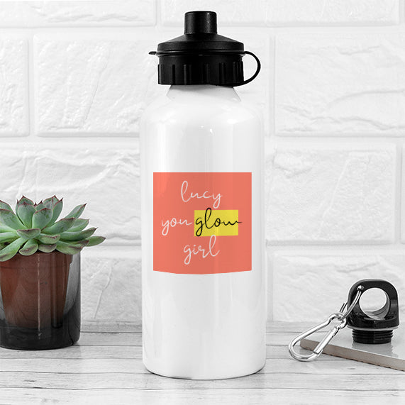 You Glow Girl White Water Bottle in gift category Personalised Water Bottles