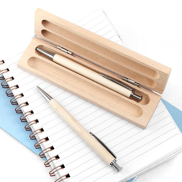 Personalised Beech Wood Pen Set