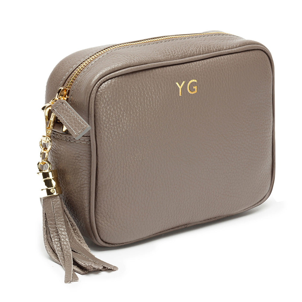 Personalised Elie Beaumont Grey Bag with Python Strap in gift category 