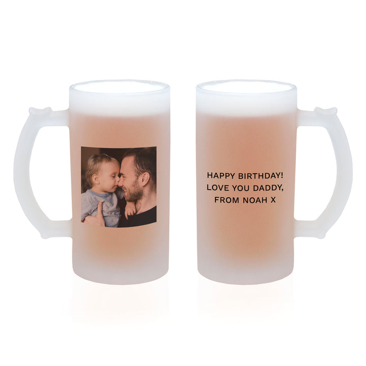 Personalised Photo and Message Frosted Beer Stein in gift category 