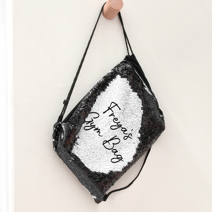 Personalised Kids Hidden Message Sequin Bag - Black