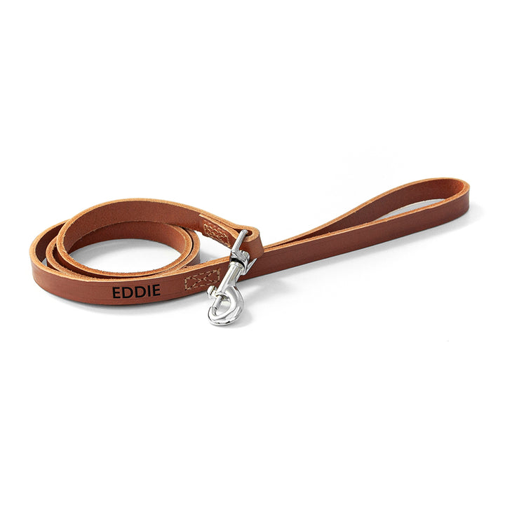 Personalised Classic Brown Leather Dog Lead
