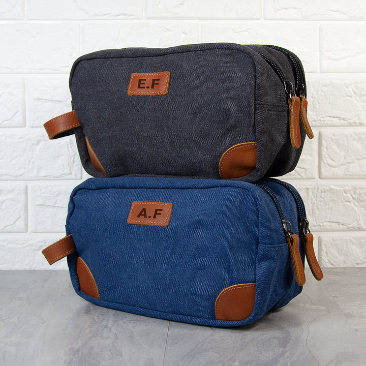 Buy Personalised Deluxe Denim Wash Bag Blue at www.giftsfinder.co.uk