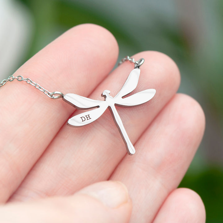 Personalised Dragonfly Silver Necklace