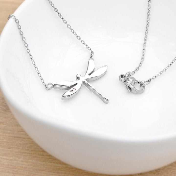 Personalised Dragonfly Silver Necklace