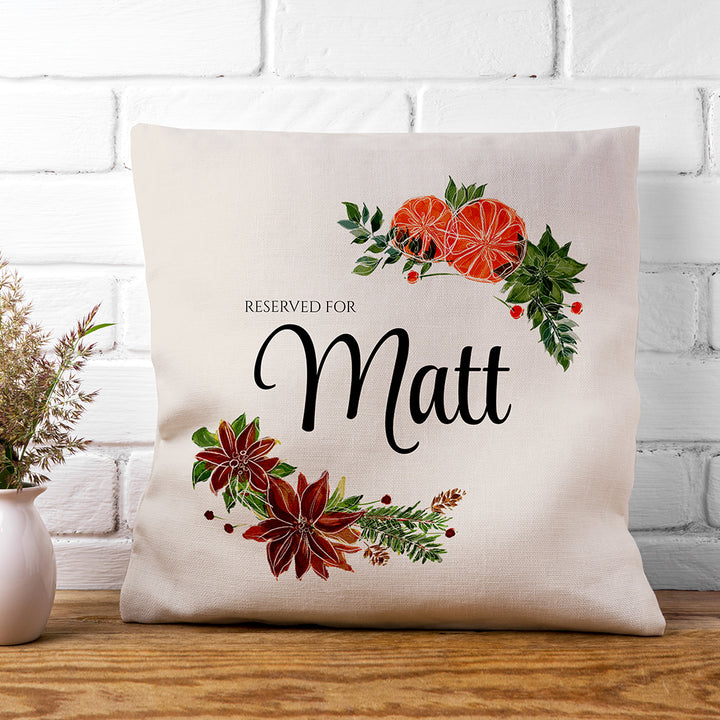 Buy Personalised Floral Reserved for Cushion Cover available now at www.giftsfinder.co.uk