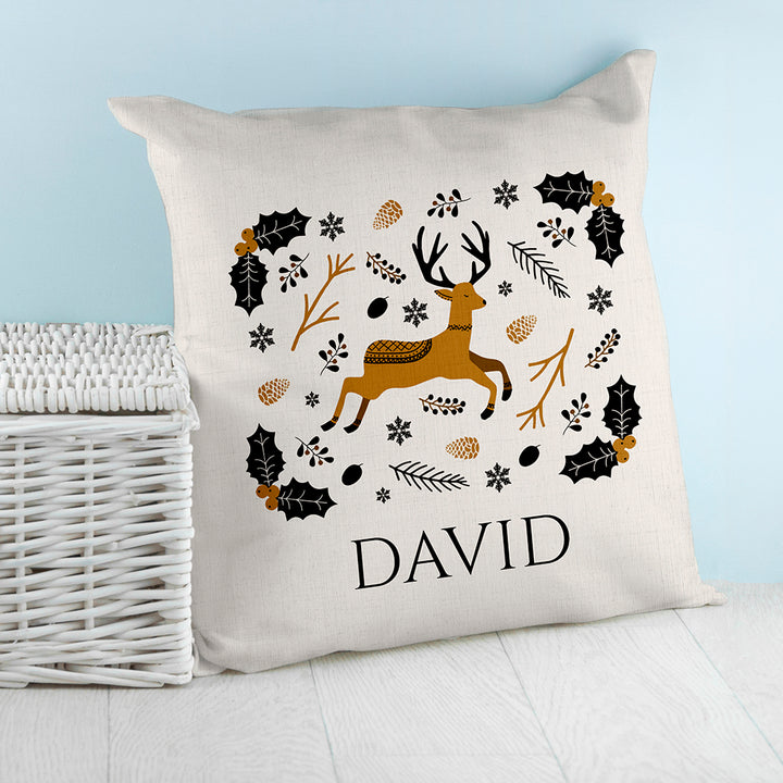 Buy Personalised Nordic Woodland Cushion Cover at www.giftsfinder.co.uk