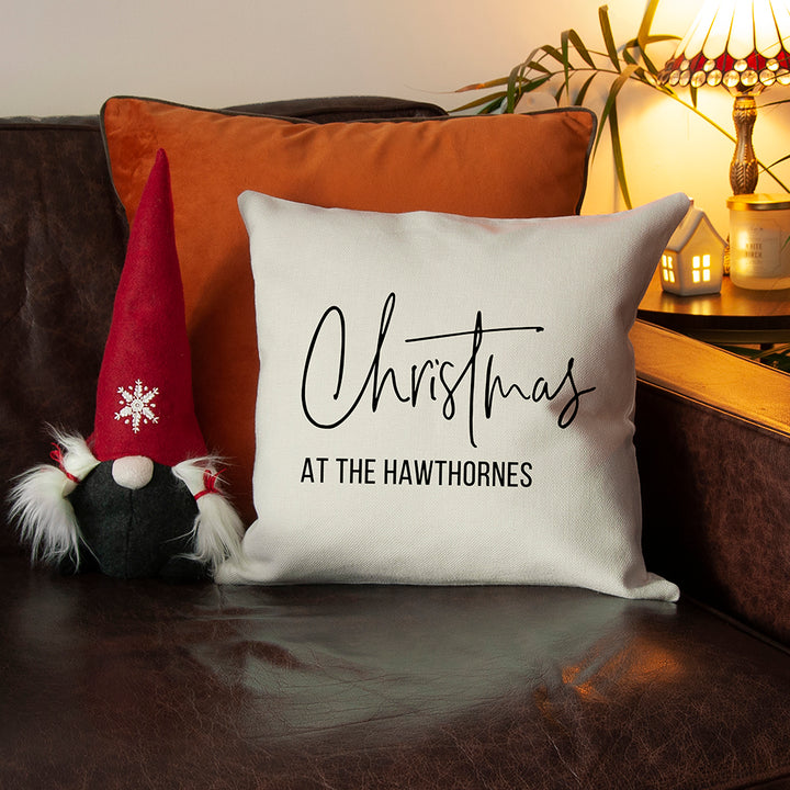 Personalised Christmas at the X Cushion Cover in gift category 