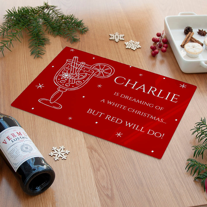 Personalised Mulled Wine Pun Rectangular Chopping Board in gift category 