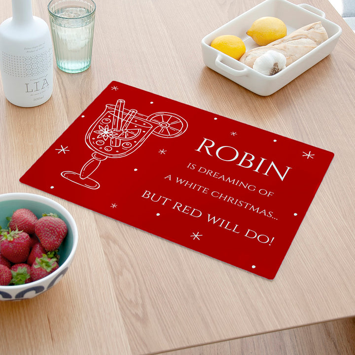 Personalised Mulled Wine Pun Rectangular Chopping Board in gift category 