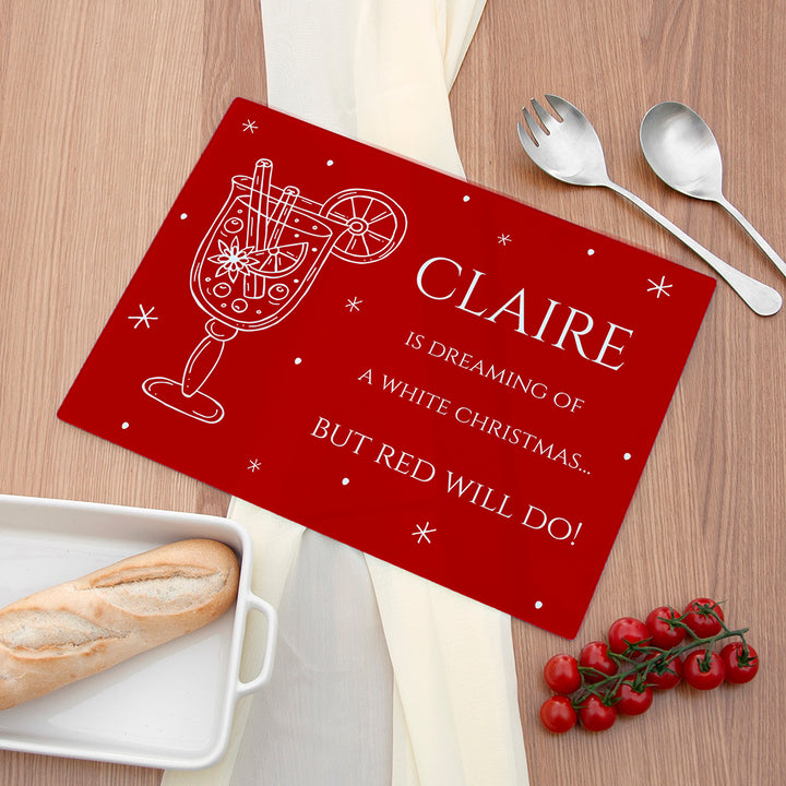 Personalised Mulled Wine Pun Rectangular Chopping Board in gift category 