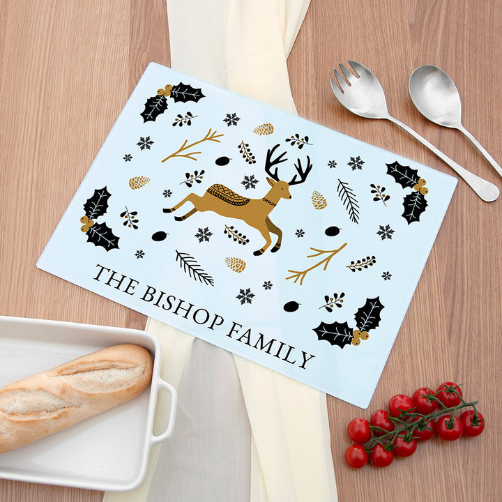 Personalised Nordic Woodland Rectangular Chopping Board in gift category 