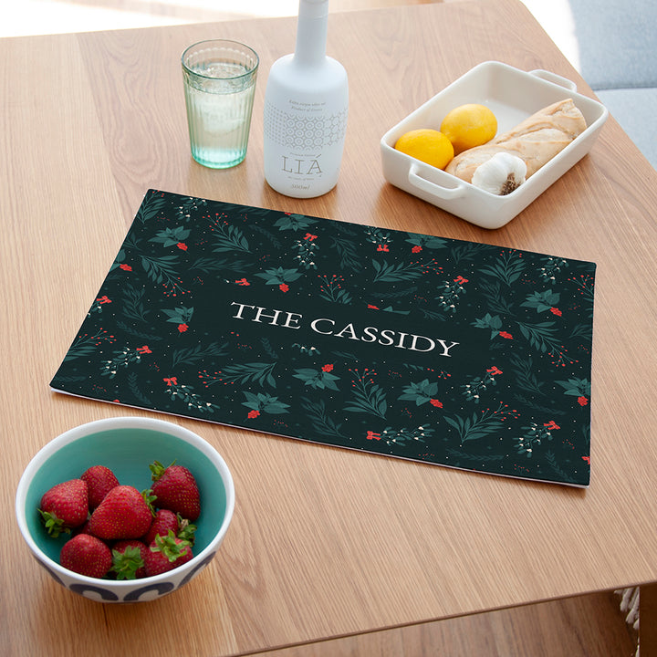 Personalised Christmas Festive Floral Placemat