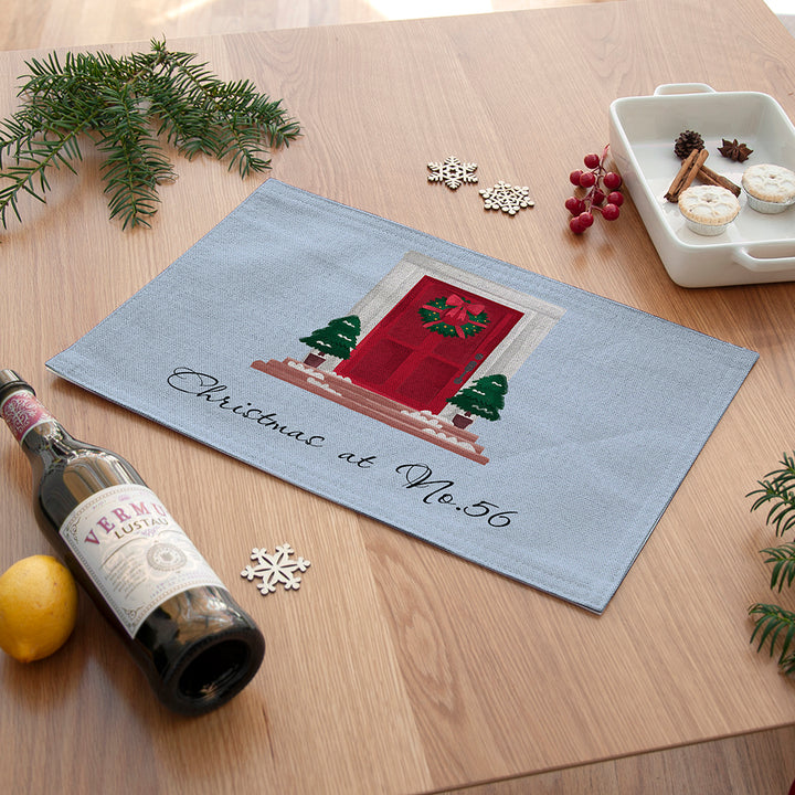 Buy Personalised Christmas Front Door Placemat available now at www.giftsfinder.co.uk