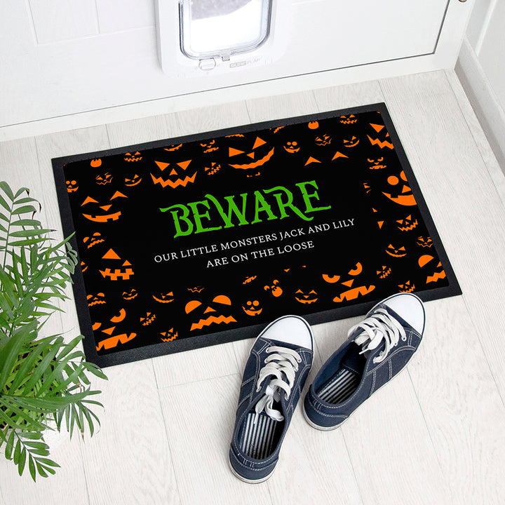 Personalised Halloween Beware Indoor Doormat