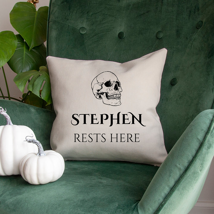 Buy Personalised Halloween Skull Cushion Cover available now at www.giftsfinder.co.uk