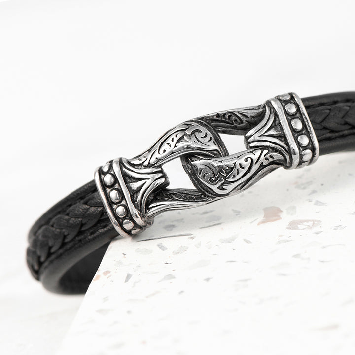 Buy Personalised Men's Buckle Clasp Leather Bracelet available now at www.giftsfinder.co.uk