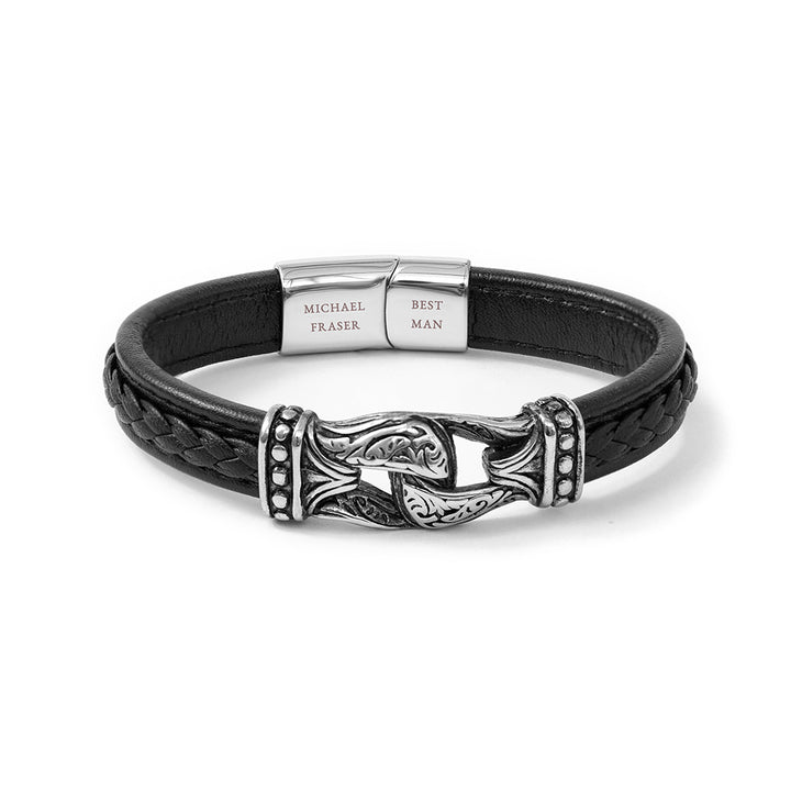 Buy Personalised Men's Buckle Clasp Leather Bracelet available now at www.giftsfinder.co.uk