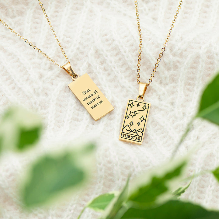 Personalised Star Tarot Card Necklace in gift category 