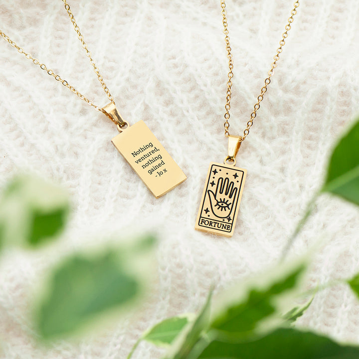 Buy Personalised Fortune Tarot Card Necklace available now at www.giftsfinder.co.uk