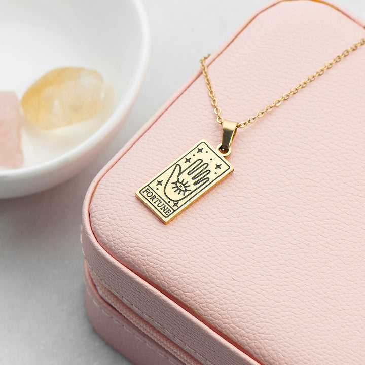 Buy Personalised Fortune Tarot Card Necklace available now at www.giftsfinder.co.uk