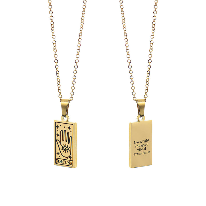 Buy Personalised Fortune Tarot Card Necklace available now at www.giftsfinder.co.uk