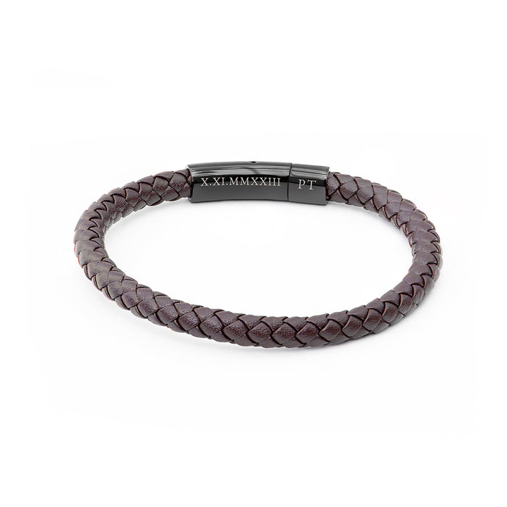 Buy Personalised Mens Woven Brown Leather Bracelet available now at www.giftsfinder.co.uk