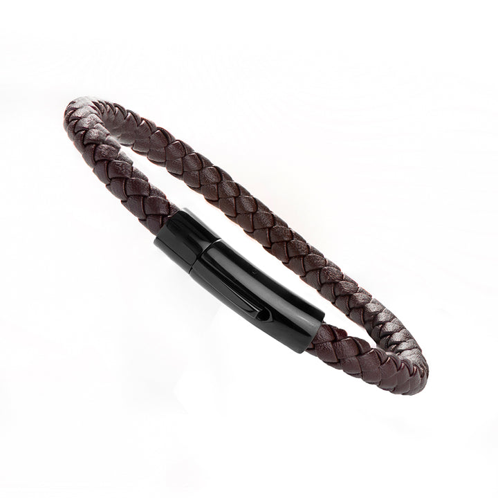 Buy Personalised Mens Woven Brown Leather Bracelet available now at www.giftsfinder.co.uk