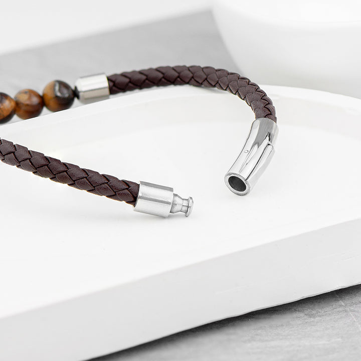 Buy Personalised Mens Woven Tiger's Eye Bracelet available now at www.giftsfinder.co.uk