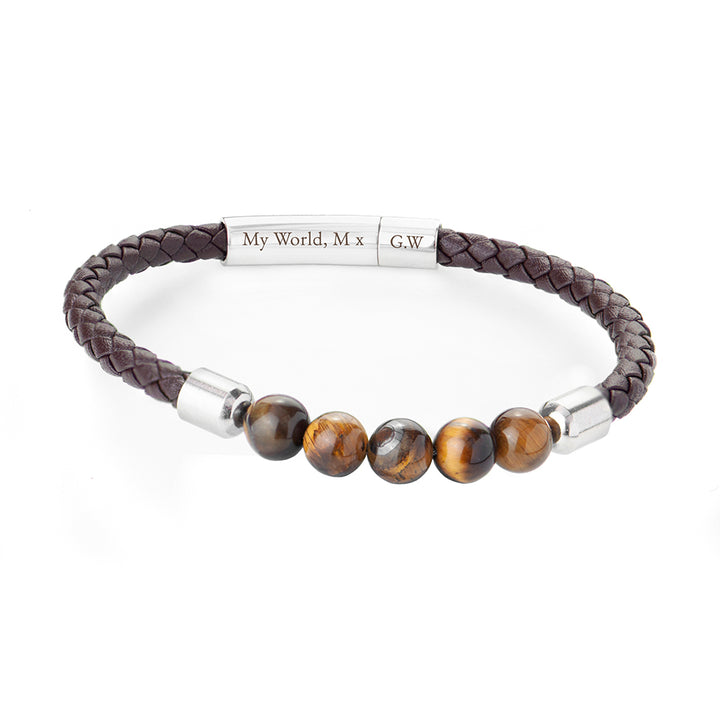 Buy Personalised Mens Woven Tiger's Eye Bracelet available now at www.giftsfinder.co.uk