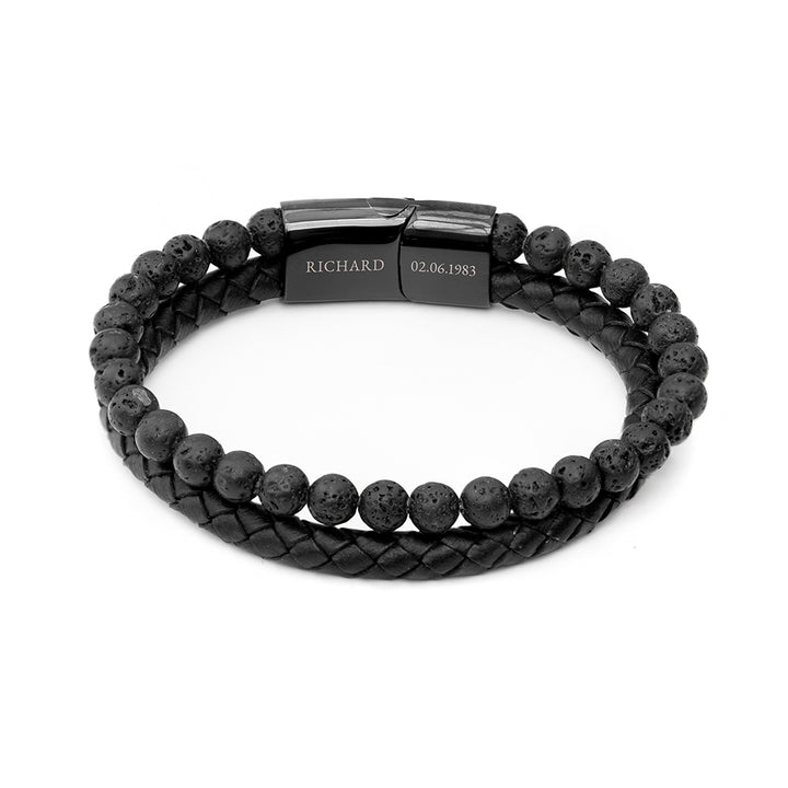 Buy Personalised Mens Woven Duo Black Bracelet available now at www.giftsfinder.co.uk