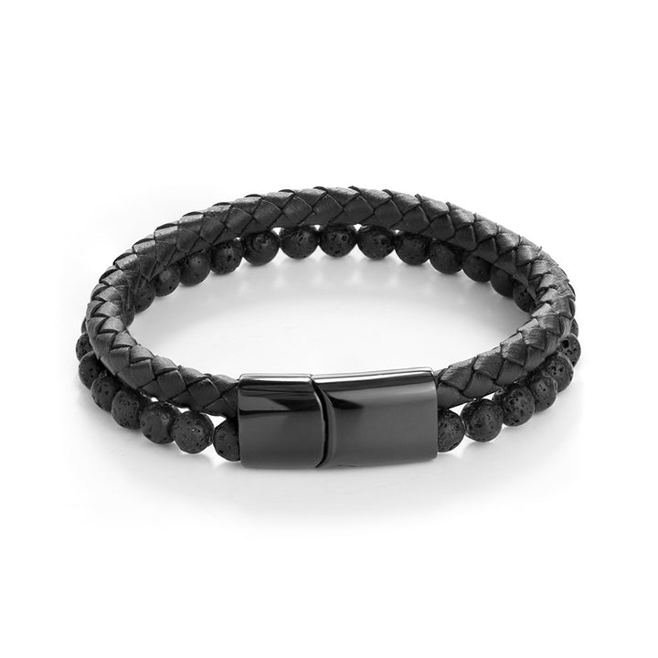 Buy Personalised Mens Woven Duo Black Bracelet available now at www.giftsfinder.co.uk