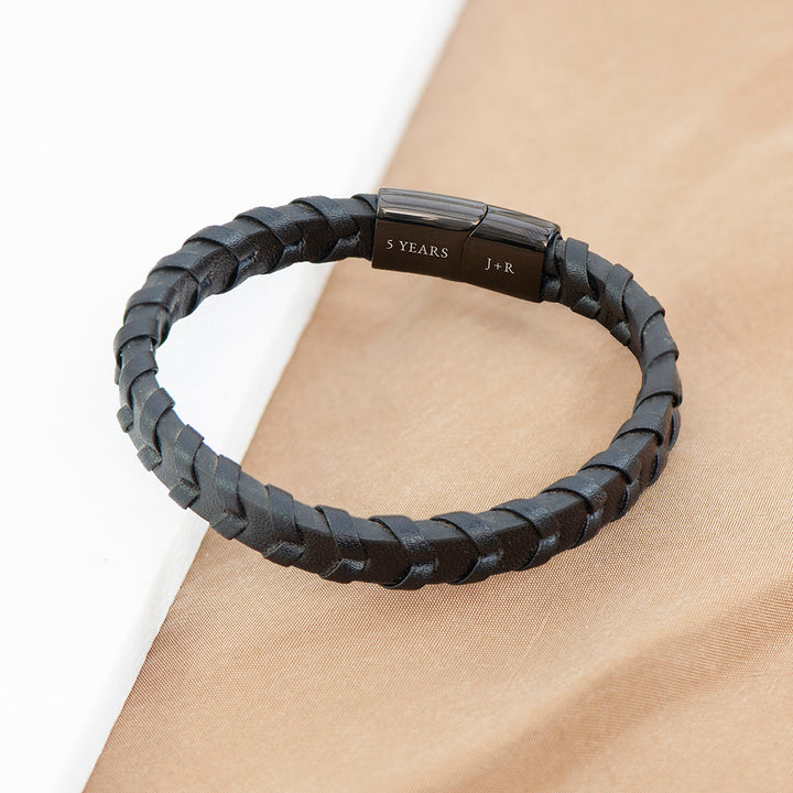 Personalised Men's Leather Chevron Bracelet in gift category 