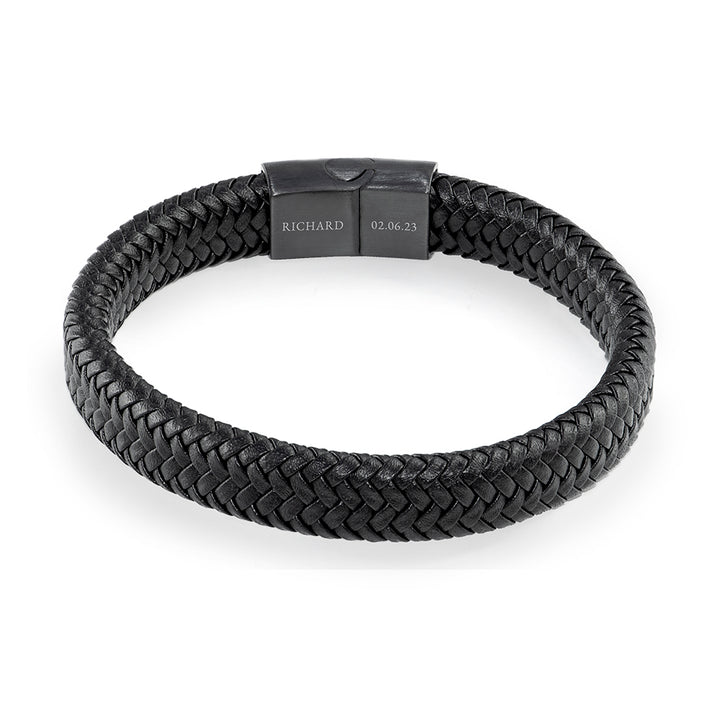 Buy Personalised Men's Leather Braided Bracelet available now at www.giftsfinder.co.uk