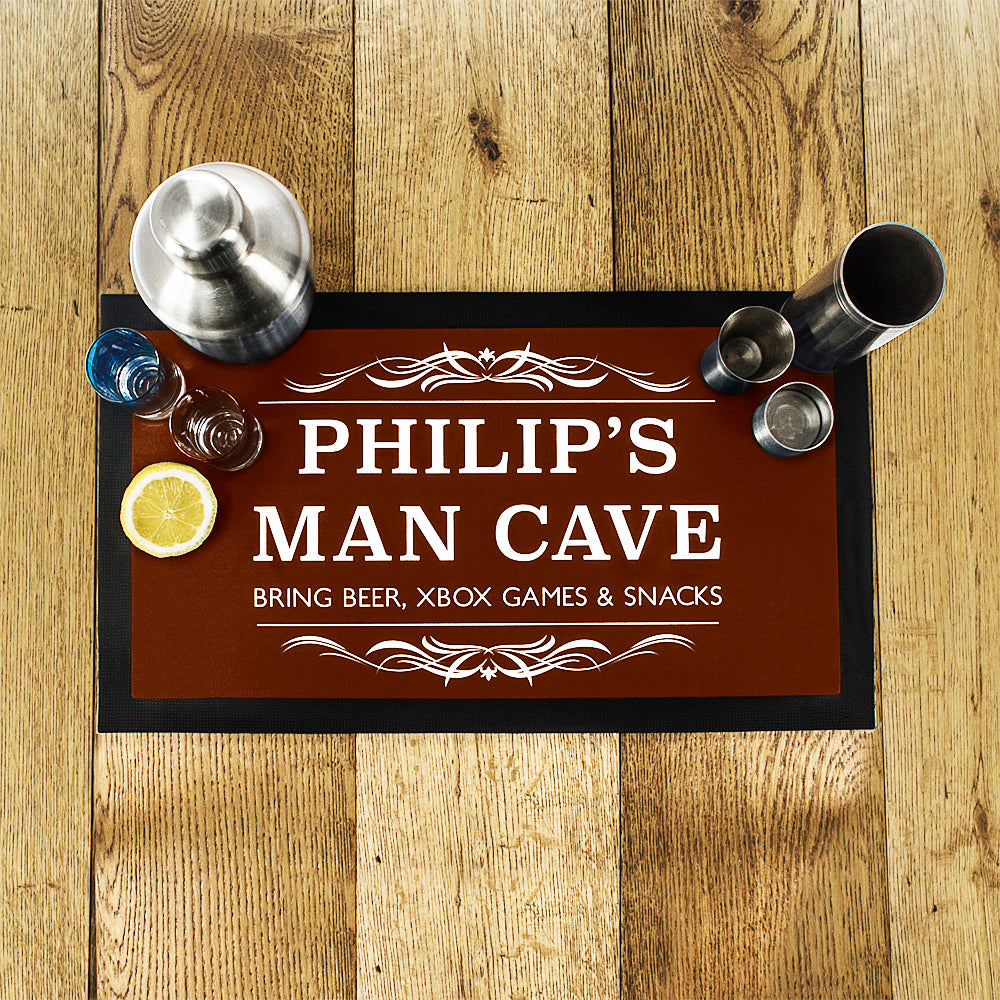 Personalised Dad's Man Cave Bar Mat in gift category 