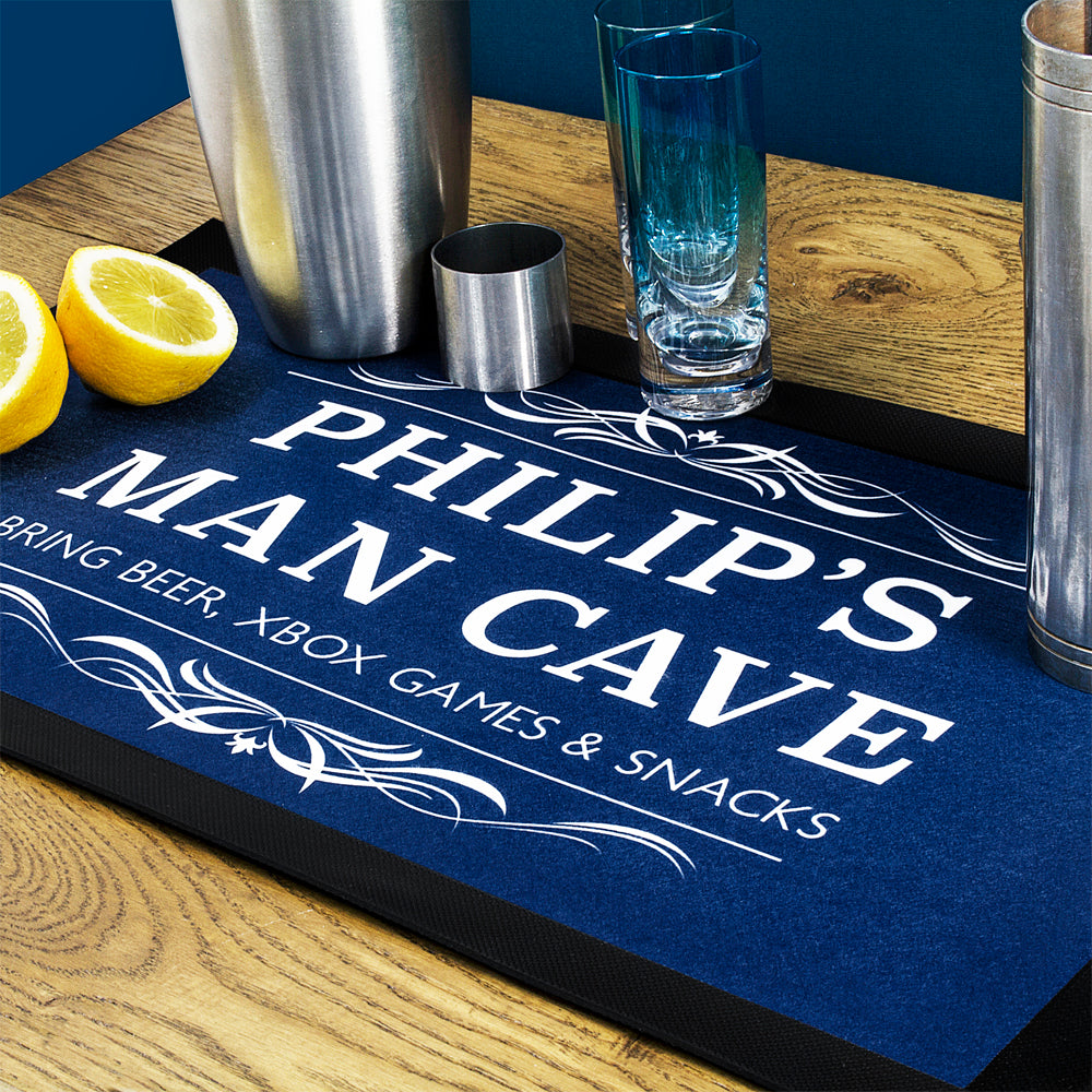 Personalised Dad's Man Cave Bar Mat in gift category 