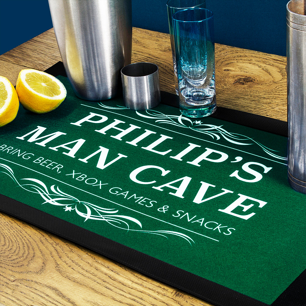 Personalised Dad's Man Cave Bar Mat in gift category 