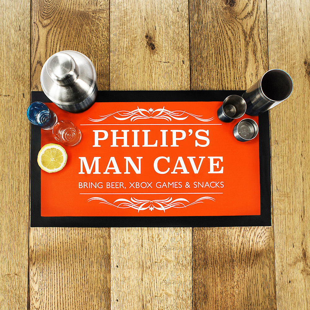 Personalised Dad's Man Cave Bar Mat in gift category 