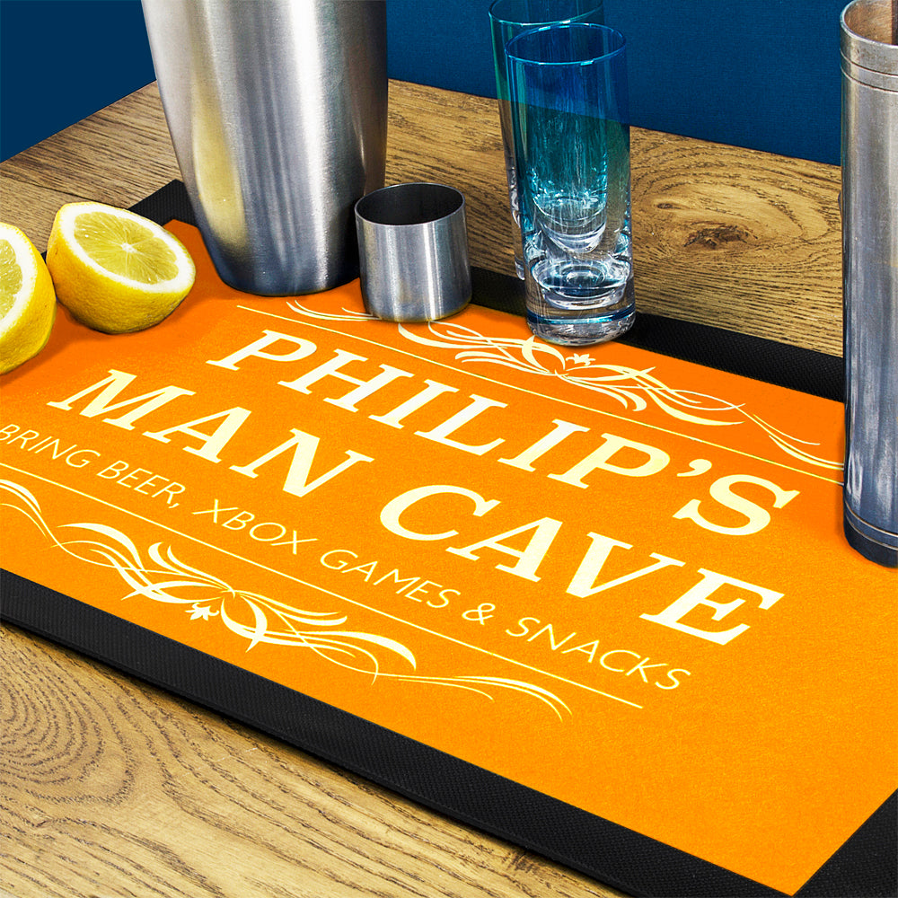 Personalised Dad's Man Cave Bar Mat in gift category 