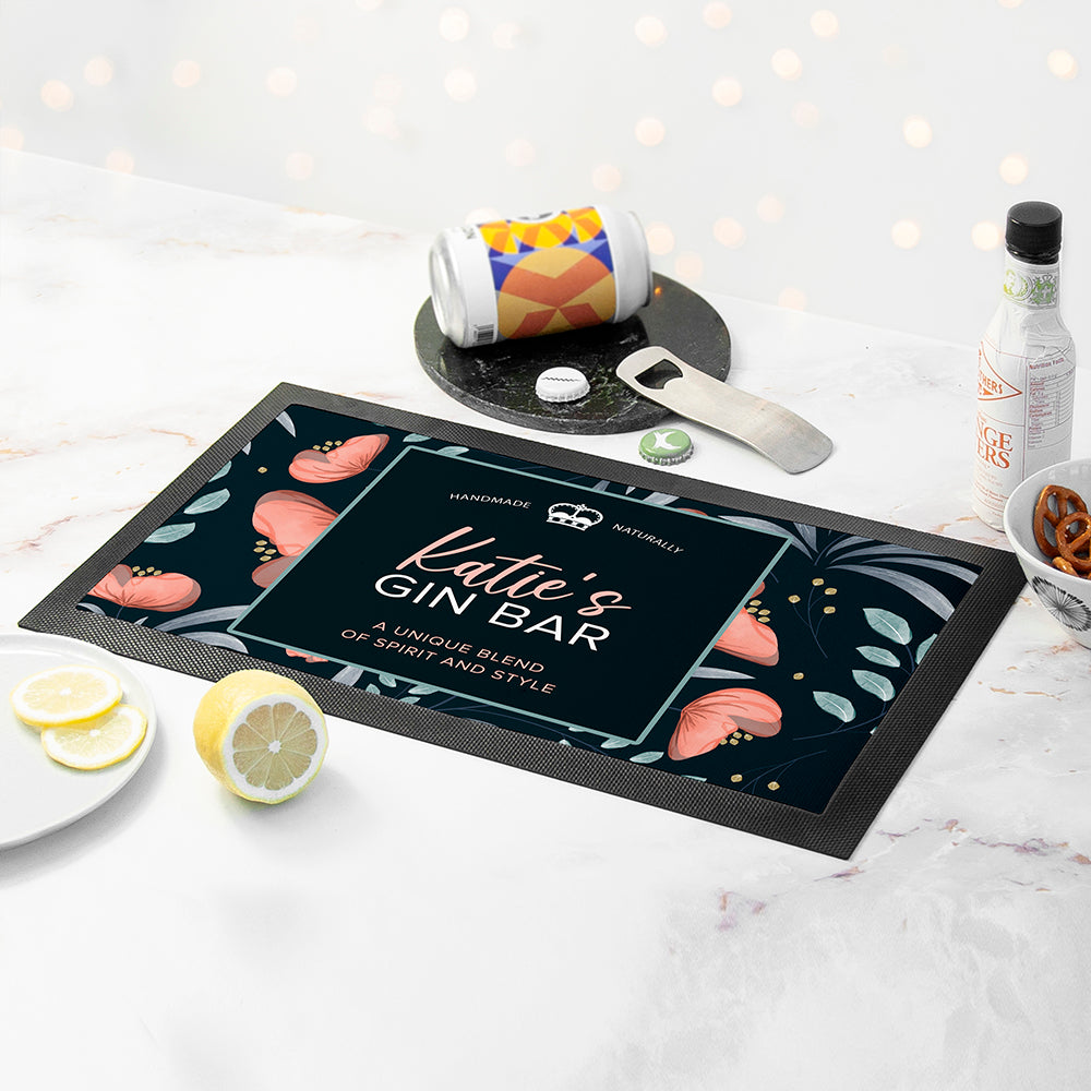 Personalised Blooming Gin Bar Mat in gift category 