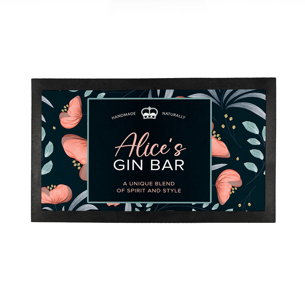 Personalised Blooming Gin Bar Mat in gift category 